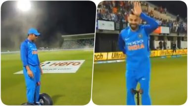 MS Dhoni and Virat Kohli Ride a Hoverboard After Winning Ind vs NZ, 1st ODI (Watch Video)