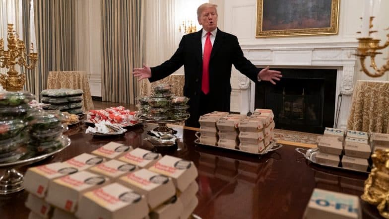 Donald Trump Pays From His Pocket for Burgers and Fries to Treat Football Team Clemson Tigers at White House Amid Government Shutdown Donald Trump Pays From His Pocket for Burgers and Fries to Treat Football Team Clemson Tigers at White House Amid Government Shutdown