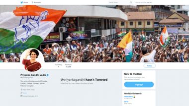 Priyanka Gandhi Vadra Joins Twitter Ahead of Lok Sabha Elections 2019; Here's Who All The Congress General Secretary Is Following
