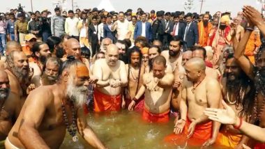 Kumbh Mela 2019: Amit Shah, Yogi Adityanath Take Holy Dip in Sangam in Prayagraj With Other Leaders; Watch Video