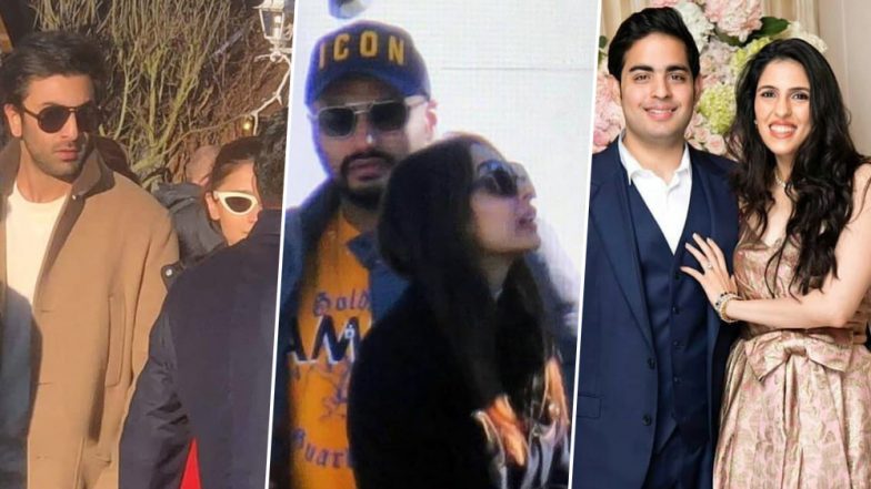 Ranbir Kapoor-Alia Bhatt, Arjun Kapoor-Malaika Arora: Celebs Arrive at Akash Ambani-Shloka Mehta’s Pre-Wedding Celebration (See Pics)
