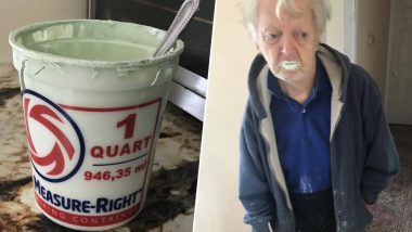 90-Year-Old Grandpa Eats Half a Tub of Paint Thinking its Yoghurt! Check His Picture Going Viral