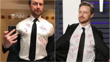 Oscars 2019: James McAvoy's Shirt is Covered in Autographs for Charity