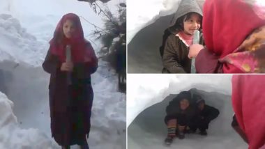 Video of Kashmiri Girl Reporting on Snowfall in Valley With a Ruler in Hand Goes Viral, Watch Funny Clip!