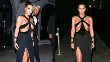 Kim Kardashian West Shows Too Much Flesh In A Racy Black Gown With Torso Revealing Cut-Outs!