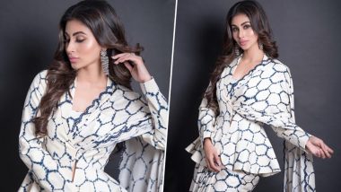 Mouni Roy Stuns in a Printed White Saree at Dadasaheb Phalke International Film Festival, View Pics