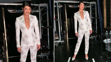Priyanka Chopra Rocks A Pantsuit With A Plunging Neckline For Jimmy Fallon Tonight - See Pics!