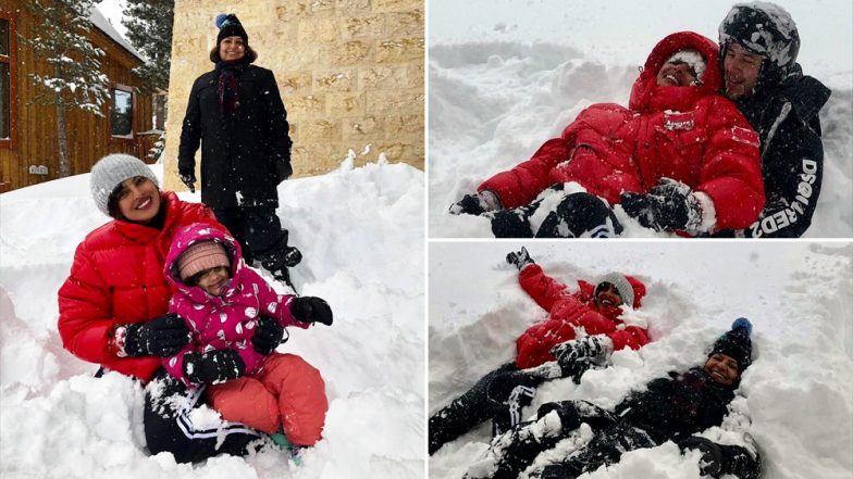 Priyanka Chopra, Nick Jonas, Sophie Turner Enjoy a Snowy Super Bowl – View Pics