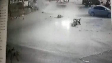 Tamil Nadu: Speeding Car Rams Biker in Coimbatore, Watch Accident Video