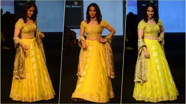 LFW 2019: Saina Nehwal Glows in Yellow Vaani Raghupathy ‘Lehenga Choli’ at Lakme Fashion Week (See HD Pics) LFW 2019: Saina Nehwal Glows in Yellow Vaani Raghupathy ‘Lehenga Choli’ at Lakme Fashion Week (See HD Pics)