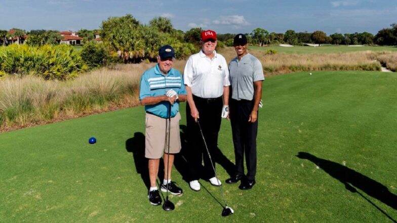 Donald Trump Plays Golf With Tiger Woods, Jack Nicklaus in Florida at Trump National Golf Club Donald Trump Plays Golf With Tiger Woods, Jack Nicklaus in Florida at Trump National Golf Club
