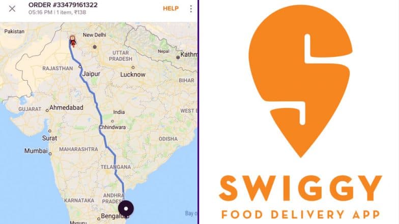 Food From North India to South India: Bengaluru Customer's Swiggy Order Showed Delivery From Rajasthan in 12 Mins, Check Funny Tweets Food From North India to South India: Bengaluru Customer's Swiggy Order Showed Delivery From Rajasthan in 12 Mins, Check Funny Tweets
