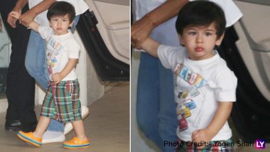 Taimur Ali Khan Looks Cute and Confused as He Walks Out in his Adorable Bright Orange Shoes (View Pics)