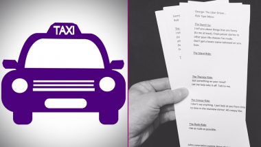 From Creepy to Therapy, Uber Driver Let's Passengers Choose 'Type of Ride' From Menu Card; Netizens Impressed