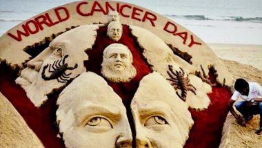 World Cancer Day 2019: Sudarshan Pattnaik Creates Sand Art to Raise Awareness About Cancer at Odisha Beach