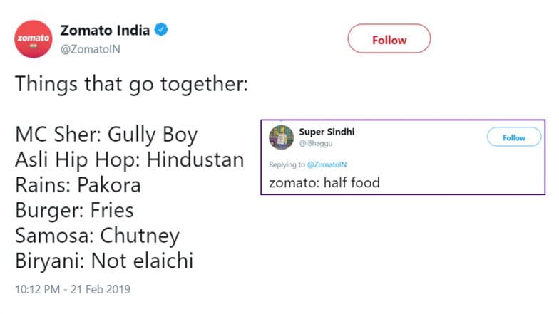 Zomato Tweets a Gully Boy and Biryani Joke, Twitter Roasts the Food Delivery Giant With Hilarious Memes Zomato Tweets a Gully Boy and Biryani Joke, Twitter Roasts the Food Delivery Giant With Hilarious Memes