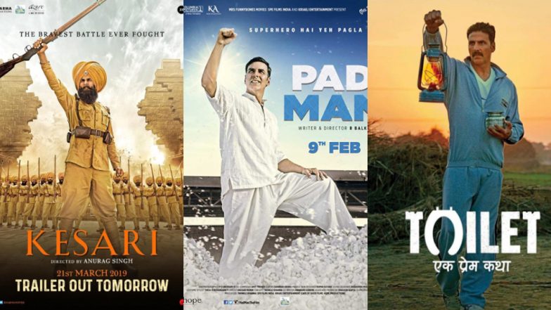 Kesari, PadMan, Toilet: Akshay Kumar Loves Raising His Fist on Movie Posters – View Pics