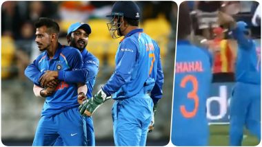 Yuzvendra Chahal Runs After MS Dhoni for an Interview on Chahal TV; Former Skipper Flees to the Dressing Room (Watch Video)