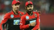 Poster of AB de Villiers and Virat Kohli Showered with Milk by RCB Fans Ahead of IPL 2019 to Celebrate South African Batsman&rsquo;s Birthday (Watch Video)