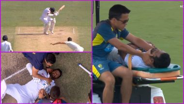 Dimuth Karunaratne Injury Update: Sri Lankan Opener Hit on Neck by a Bouncer During AUS vs SL 2nd Test, Admitted to Hospital; Watch Video