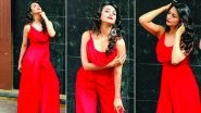 Hotness Alert: Divyanka Tripathi Looks Sizzling In A Red Cowl Neck Jump Suit!