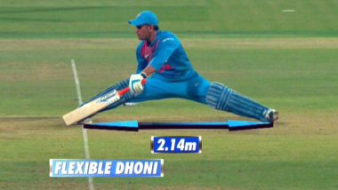 MS Dhoni Performs a Split During India vs Australia 2nd T20I 2019, Impresses Netizens With Flexibility (Watch Video)