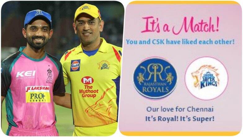 Rajasthan Royals Send 'Pink Love' to Chennai Super Kings on ValentineтАЩs Day; KKR Also Finds a Match While MI Has a Piece of Advice for Netizens Rajasthan Royals Send 'Pink Love' to Chennai Super Kings on ValentineтАЩs Day; KKR Also Finds a Match While MI Has a Piece of Advice for Netizens