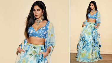 Katrina Kaif Ditches the Usual 'Red and Gold' and Picks a Cool Blue Attire for Akash Ambani and Shloka Mehta Wedding - View Pics