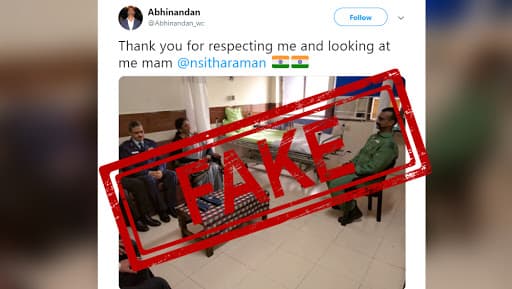 Fact Check: IAF Wing Commander Abhinandan Thanking Nirmala Sitharaman on Twitter For 'Looking at Him' is a Fake Account
