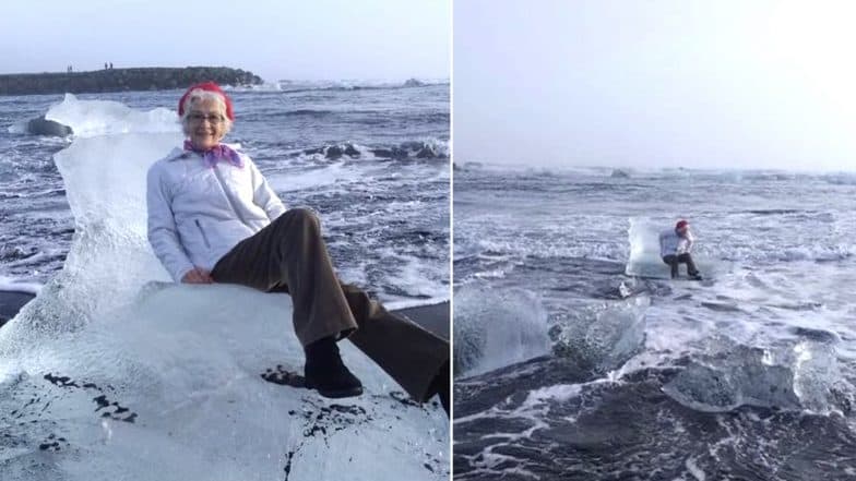 American Grandmother Posing on Iceberg Tossed by The Wind to Sea; Her 'Misadventure' Pictures Go Viral American Grandmother Posing on Iceberg Tossed by The Wind to Sea; Her 'Misadventure' Pictures Go Viral