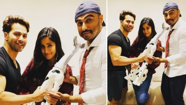 LOL! Varun Dhawan and Arjun Kapoor Start a 'We Love Katrina Kaif' Fan Club by Presenting the Actress With a Dalmatian Trophy - View Pic