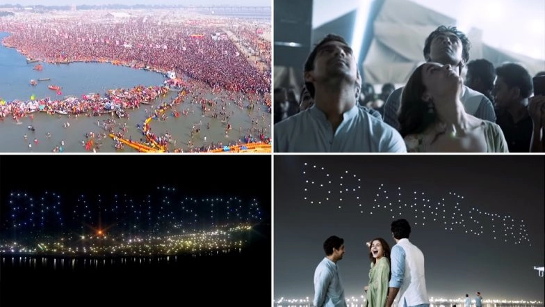 Brahmastra Magic At Kumbh 2019:  Skies Light Up With The Logo Of Ranbir Kapoor and Alia Bhatt Starrer (Watch Video)