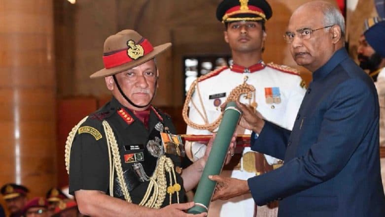 President Ram Nath Kovind Presents Gallantry Awards 2019 to Defence Personnel; Indian Army Chief General Bipin Rawat Receives Param Vishisht Seva Medal President Ram Nath Kovind Presents Gallantry Awards 2019 to Defence Personnel; Indian Army Chief General Bipin Rawat Receives Param Vishisht Seva Medal