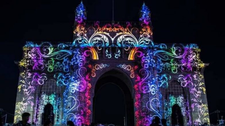 Holi 2019 in Mumbai: Gateway of India Splashed in Colours With Spectacular Light Show a Day Before The Festival, See Pics