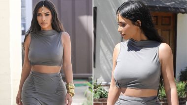 Kim Kardashian West Sports a Maangtika While Flashing Her Curves in a Two-Piece Co-Ords Like a Boss (View Pics)