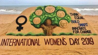International Women's Day 2019: Sudarsan Pattnaik Creates Sand Art at Odisha's Puri Beach Honouring Women (See Pictures)