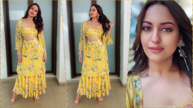 &lsquo;Kalank&rsquo; on IPL 2019! Sonakshi Sinha Dons Yellow Anita Dongre Ensemble, Gives Major CSK Fan Vibes (View Pics)