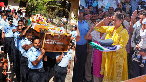 IAF Squadron Leader Ninad Mandavgane, Martyred in Budgam Crash, Laid To Rest With Full Military Honours; Wife Asks People to ‘Better Act Than Chanting Slogans’