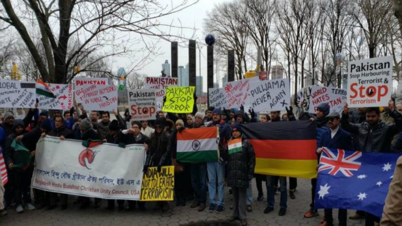 Protest Outside United Nations Against Pakistan for Sponsoring Cross Border Terrorism in India and Afghanistan