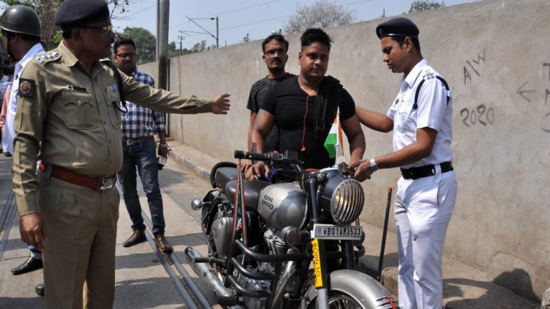 BJP Activists Participating in 'Vijay Sankalp' Bike Rallies Stopped by Police in West Bengal