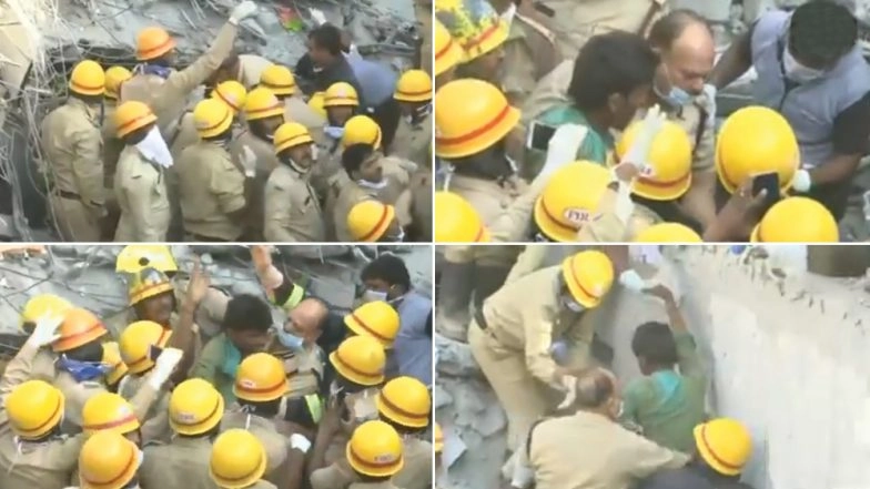 Man Survives Building Collapse in Dharwad, Walks Out Unhurt After Being Trapped Under Debris For Four Days; Watch Video