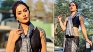 Hina Khan Sets Temperatures Soaring In A Black Saree On the Sets of Kasautii Zindagii Kay 2 (View Hot Pics)