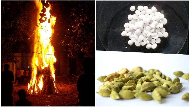WhatsApp Forward Says Burning Camphor (Kapur) and Cardamom (Choti Elaichi) in Holika Dahan Fire during Holi Can Kill Swine Flu Virus; Here's the Truth WhatsApp Forward Says Burning Camphor (Kapur) and Cardamom (Choti Elaichi) in Holika Dahan Fire during Holi Can Kill Swine Flu Virus; Here's the Truth