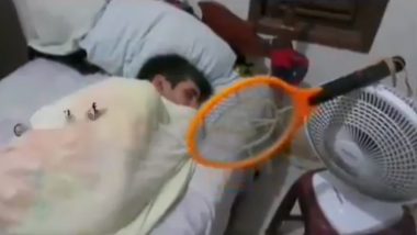 How to Prevent Mosquito Bite While Sleeping? This Man’s Hack of Fixing Mosquito Bat on Table Fan Is Winning the Internet (Watch Hilarious Viral Video)