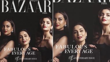 Kalank Ladies Alia Bhatt, Madhuri Dixit and Sonakshi Sinha Come Together To Pose for Harper's Bazaar India's 10th Anniversary Issue - View Pic