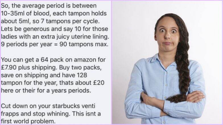 тАШWomen Only Need 7 Tampons a MonthтАЩ Claims Man on Twitter, Gets Brutally Slammed With Factual Math тАШWomen Only Need 7 Tampons a MonthтАЩ Claims Man on Twitter, Gets Brutally Slammed With Factual Math