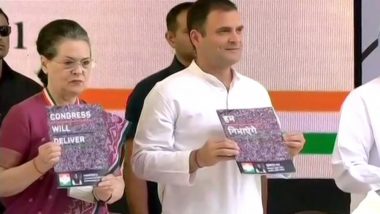 Congress Manifesto For Lok Sabha Elections 2019 Released by Rahul Gandhi, Sonia Gandhi and Dr Manmohan Singh, Vision Document Says 'We Will Deliver'
