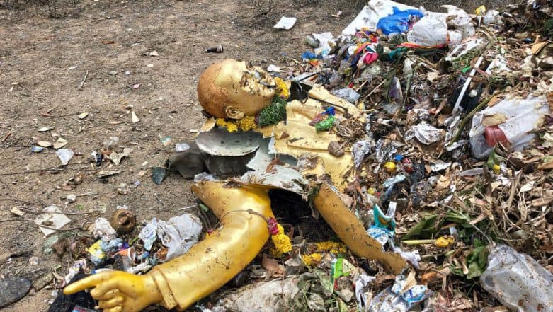 Ambedkar Statue Removed in Garbage Truck, Found Damaged in Hyderabad; 2 Arrested Ambedkar Statue Removed in Garbage Truck, Found Damaged in Hyderabad; 2 Arrested