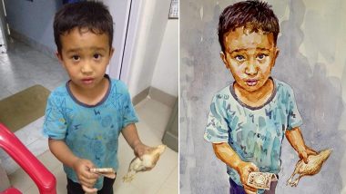 Viral Pic of Mizoram Boy Who Took Injured Chicken To Hospital Turned Into a Beautiful Portrait by a Kerala Artist!