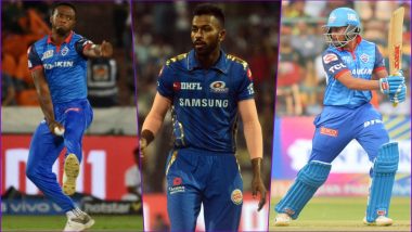 DC vs MI, PL 2019 Match 34, Key Players: Kagiso Rabada to Hardik Pandya to Prithvi Shaw, These Cricketers Are to Watch Out for at Feroz Shah Kotla Ground